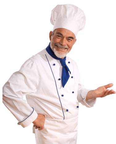 Image d'un chef cuisinier invitant à manger